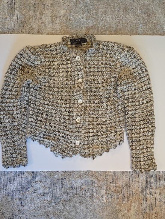 I.B. Diffusion Sweaters - Vtg I.B. Diffusion Boucle Chunky Wool Blend Cardigan Tuxedo Style Womens M